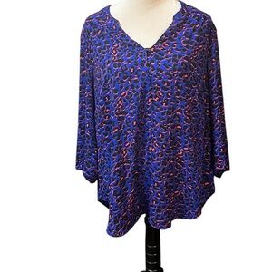 torrid Purple & Pink Animal Print V-Neck Blouse